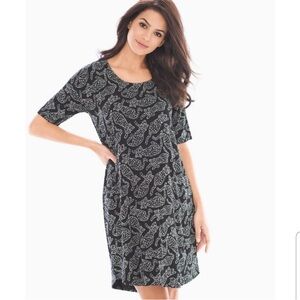 Soma Loose Fit Short Sleeve Sleepshirt Jungle Cat Black Size Small